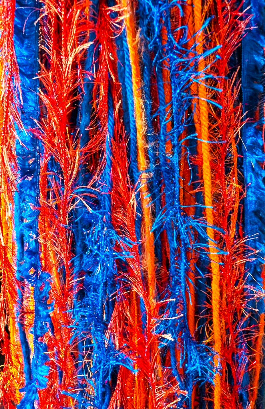 Royal Blue & Orange School Team Colors Custom Crocheted Hat with Sparkle & Fringe - Image 4