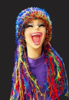 Pride Rainbow Colors Custom Crocheted Festival-Party-Parade Hat with Sparkle & Fringe